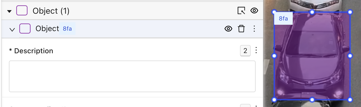 Object ID indices display